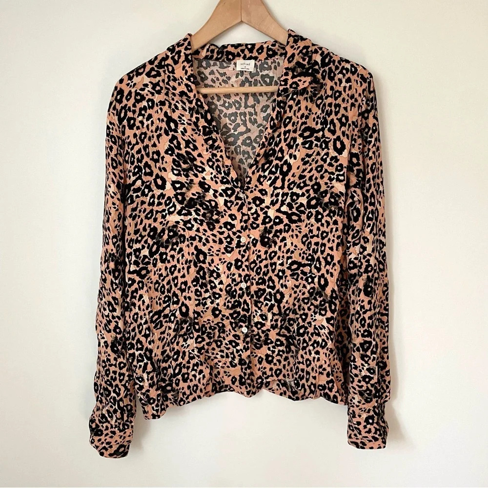 Aritzia Wilfred Emmeline Blouse Leopard  Print Button Up